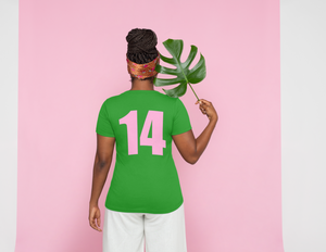 All in the Family Pink and Green Tribe Tee