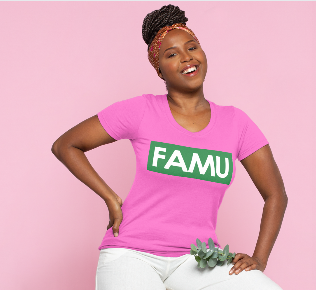 Green on Pink FAMU T-shirt