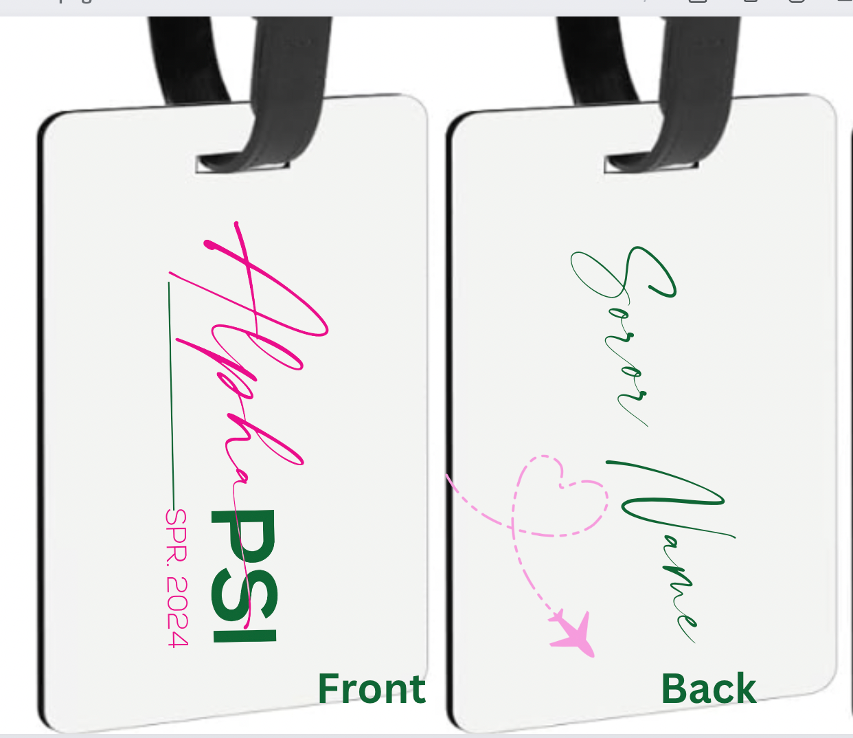 Psi Tags Alpha Psi Travel Essentials (luggage Tag & Makeup BAg – The Sweetest ...